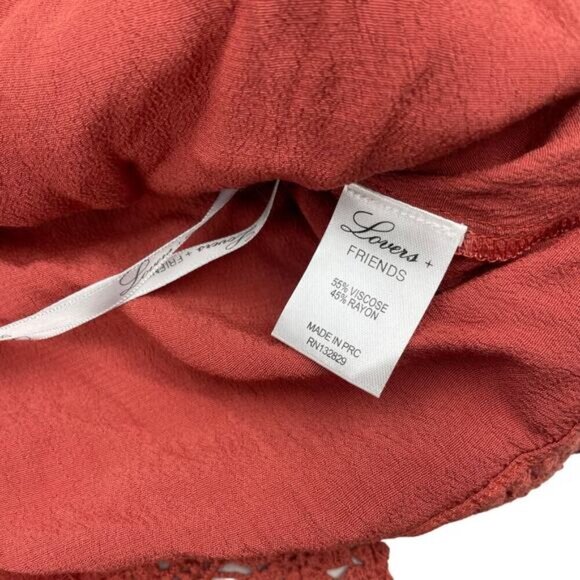 NWT LOVERS + FRIENDS Tiered Blouse Sz XS Rust - Picture 3 of 5